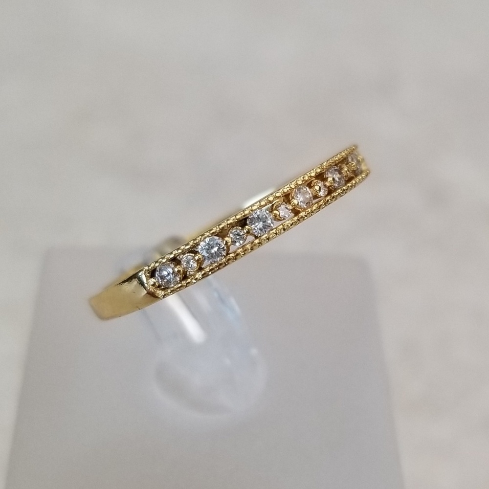 Delicate 18k Channel Set Band - Picture 3 of 9
